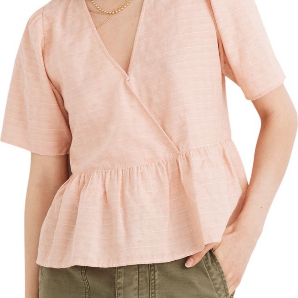 Madewell Crossover Peplum Top, size S